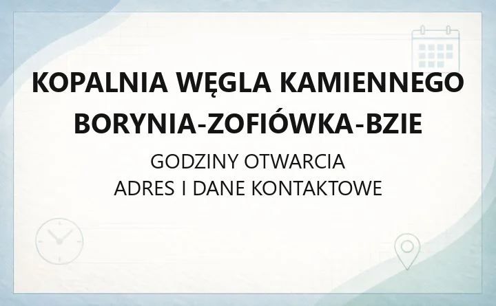 Kopalnia Węgla Kamiennego Borynia-Zofiówka-Bzie - kontakt, ruchy i historia