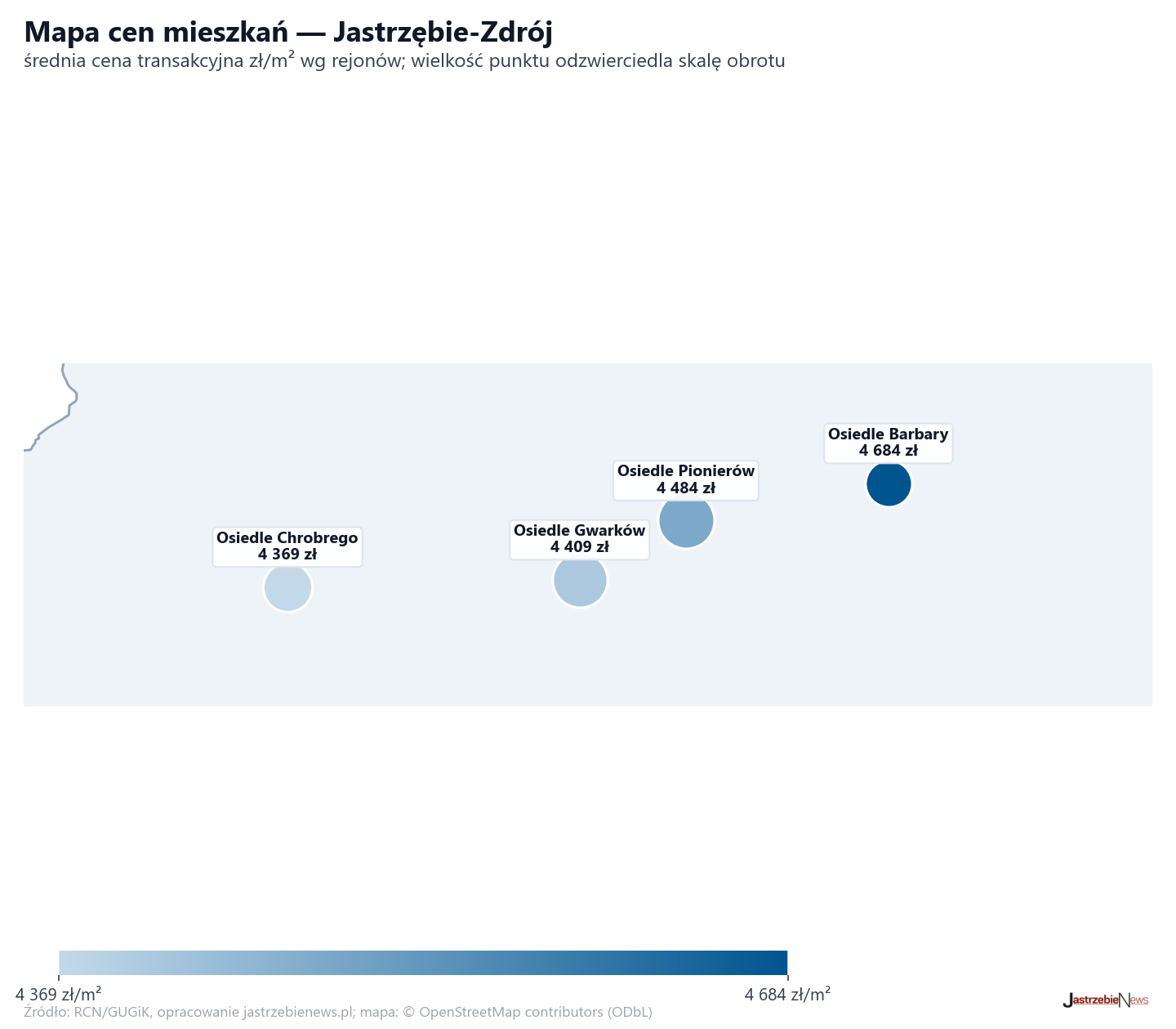 Mapa cen mieszkań - Jastrzębie-Zdrój