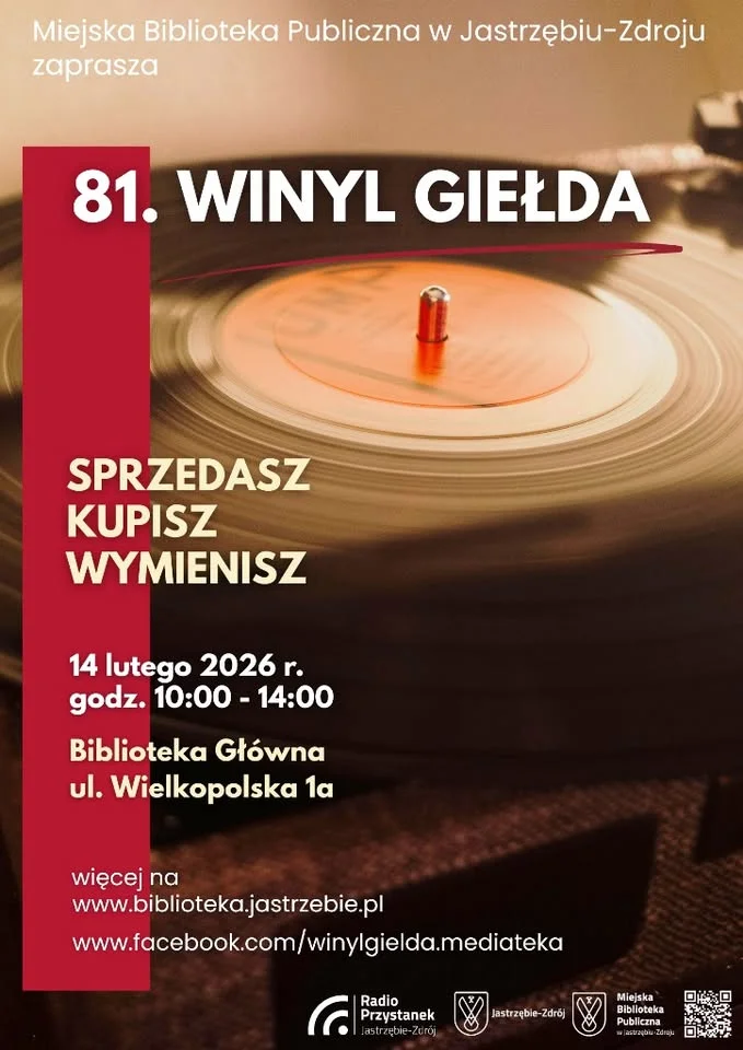 Grafika promocyjna wydarzenia 81. WINYL GIEŁDA — walentynkowe vinylowe łowy w Bibliotece Głównej