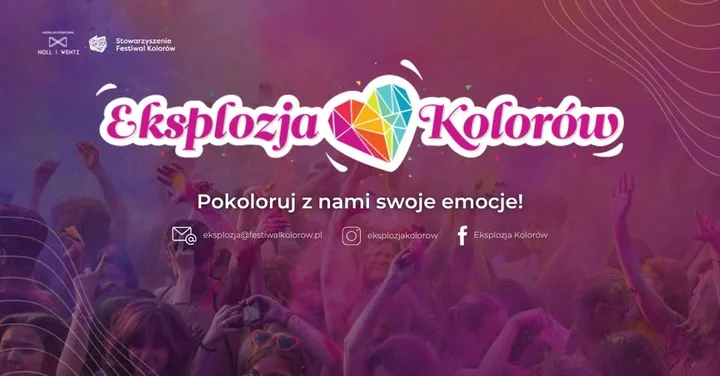 Obrazek przedstawia grafikę promocyjną wydarzenia Festiwal barw: Eksplozja Kolorów w Jastrzębiu-Zdroju