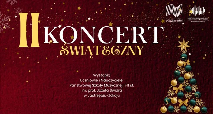 Grafika promocyjna wydarzenia II Koncert Świąteczny — szkolne kolędy i świąteczne melodie
