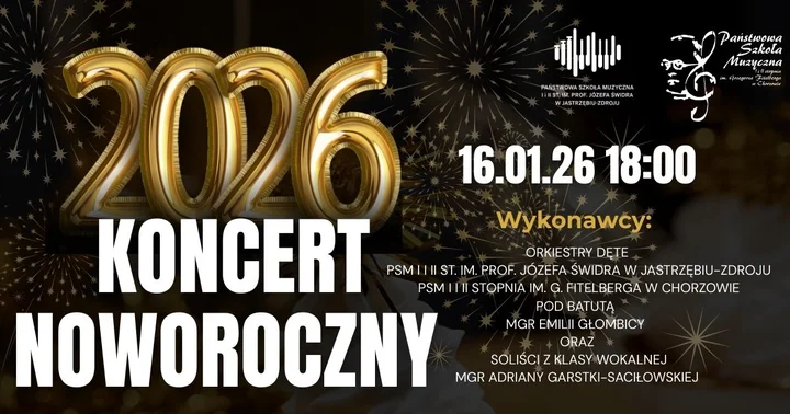 Grafika promocyjna wydarzenia Koncert Noworoczny — muzyczna podróż od kolęd po karnawał