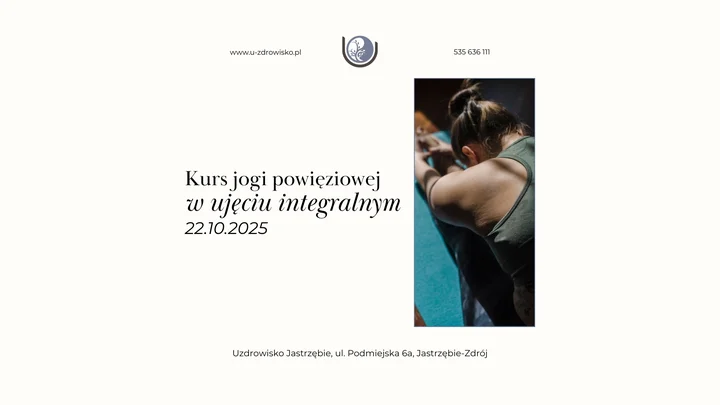 Obrazek przedstawia grafikę promocyjną wydarzenia Kurs jogi powięziowej integralnie — seria zajęć dla ciała i emocji