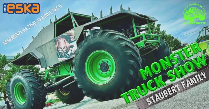 Obrazek przedstawia grafikę promocyjną wydarzenia Pokaz kaskaderski i Monster Truck w Jastrzębiu-Zdroju