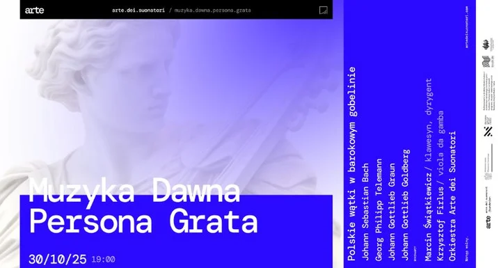 Obrazek przedstawia grafikę promocyjną wydarzenia Barokowe inspiracje polską muzyką — koncert Arte dei Suonatori