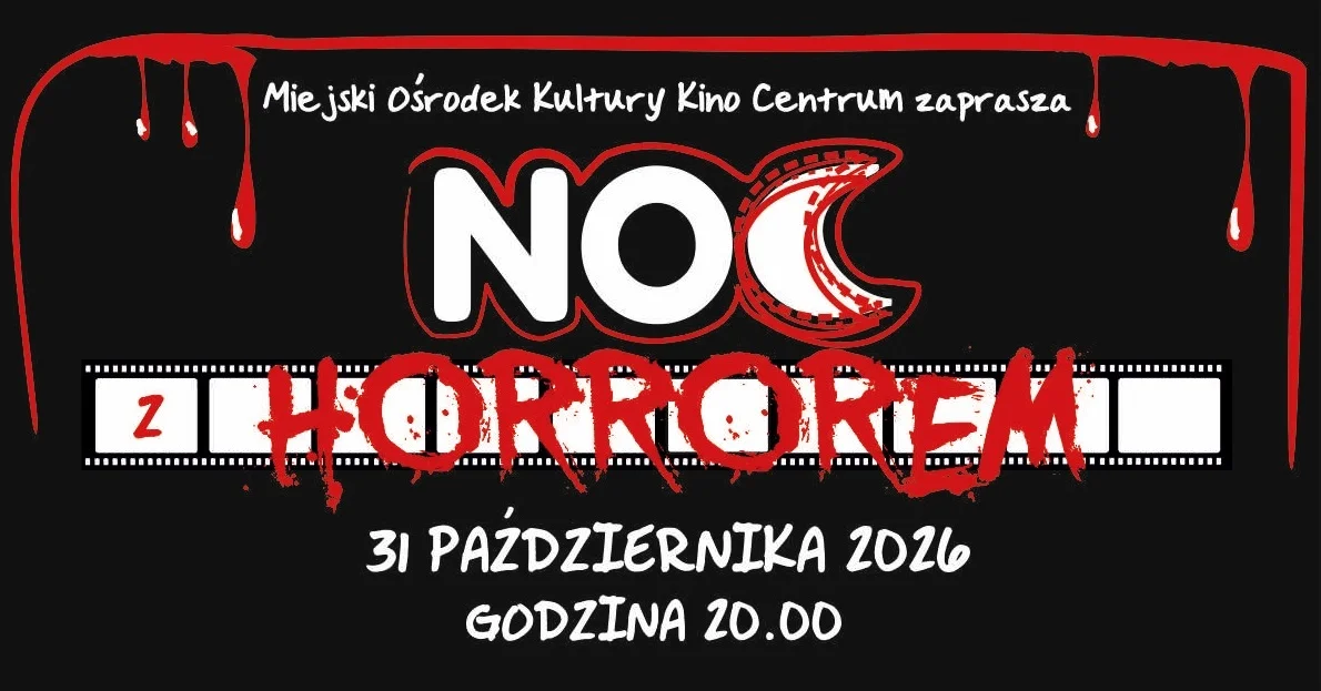 Grafika promocyjna wydarzenia NOC Z HORROREM „ELIMINACJA”, „STRZEŻ SIĘ”, „WITAJCIE W HOPE”