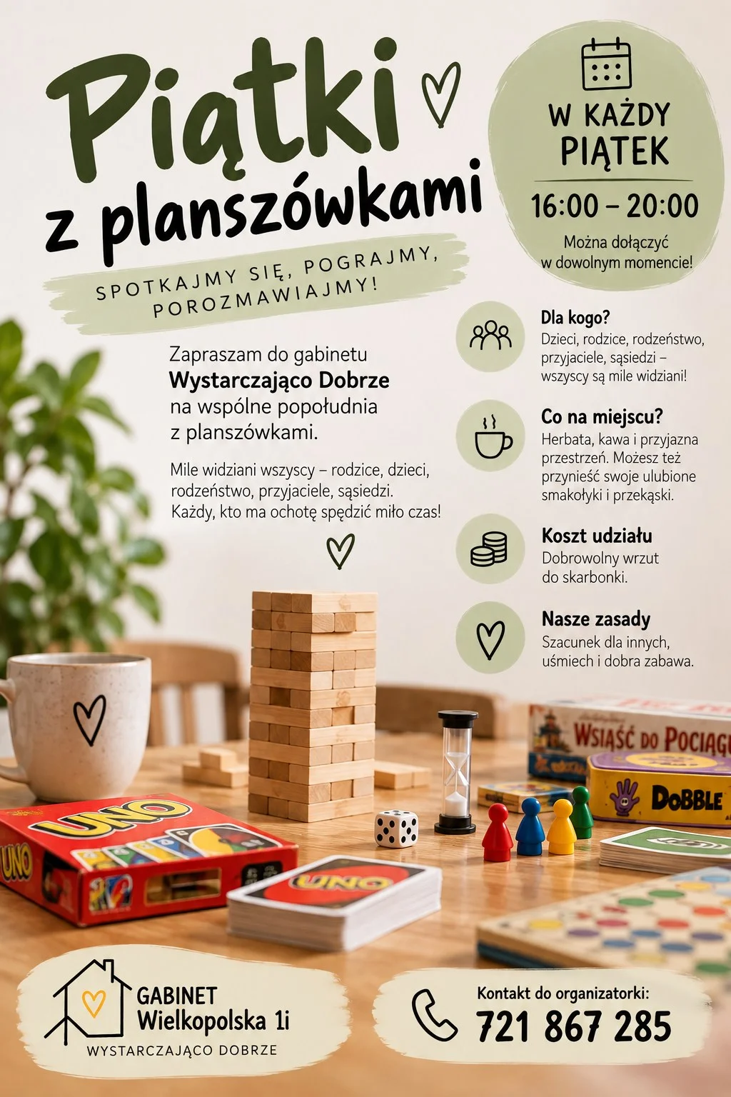 Grafika promocyjna wydarzenia Piątki z planszówkami w Jastrzębiu