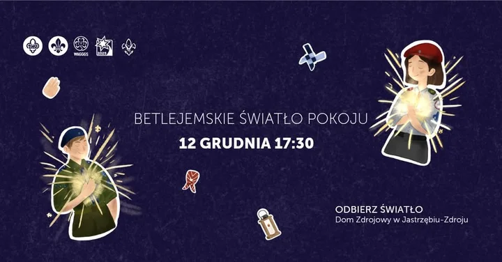 Grafika promocyjna wydarzenia Przekazanie Betlejemskiego Światła Pokoju w Jastrzębiu‑Zdroju