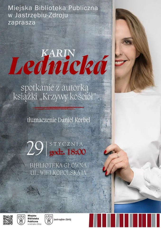 Grafika promocyjna wydarzenia Spotkanie autorskie z Karin Lednicką w Bibliotece Głównej