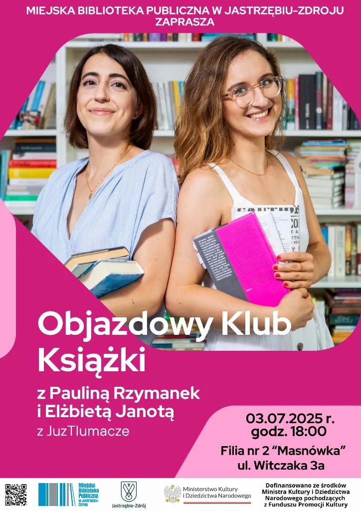 Grafika promocyjna wydarzenia Spotkanie literackie z Pauliną Rzymanek i Elżbietą Janotą w Masówce