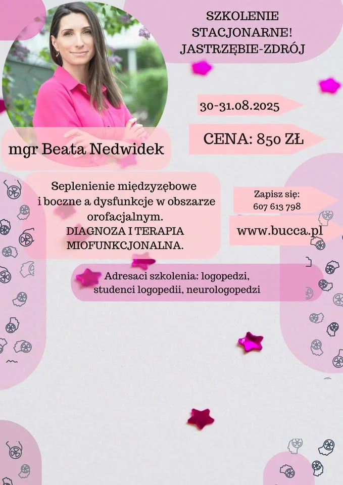 Obrazek przedstawia grafikę promocyjną wydarzenia Szkolenie praktyczne z terapii sygmatyzmu i zaburzeń orofacjalnych