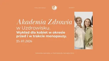 Grafika promocyjna wydarzenia AZC – Wykład dla kobiet przed i w trakcie menopauzy