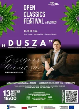 Grafika promocyjna wydarzenia Dusza – interdyscyplinarny recital chopinowski w Jastrzębiu-Zdroju