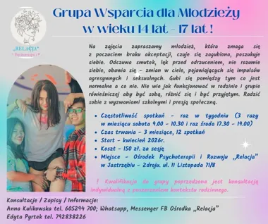 Grafika promocyjna wydarzenia NABÓR NA GRUPĘ WSPARCIA DLA MŁODZIEży (Relacja) — 14–17 lat