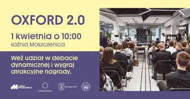 Grafika promocyjna wydarzenia OXFORD 2.0 — międzyszkolna debata oksfordzka w Jastrzębiu-Zdroju