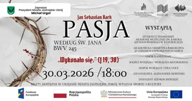 Grafika promocyjna wydarzenia Pasja według św. Jana (Bach) — koncert edukacyjny w Jastrzębiu-Zdroju