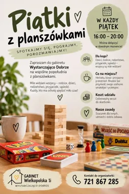 Grafika promocyjna wydarzenia Piątki z planszówkami w Jastrzębiu