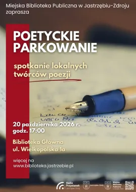 Grafika promocyjna wydarzenia Poetyckie parkowanie – spotkanie ze słowem i lokalną twórczością