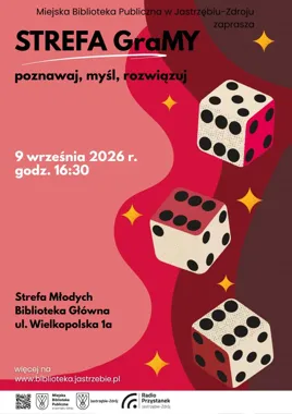 Grafika promocyjna wydarzenia Strefa graMY – poznawaj, myśl, rozwiązuj – rozruszaj szare komórki
