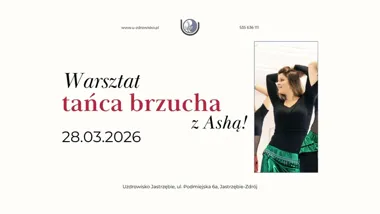 Grafika promocyjna wydarzenia Warsztat tańca brzucha z Ashą — ruch, oddech i damska energia