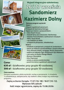 WYJAZD do Kazimierza Dolnego i Sandomierza – wyjazd integracyjno-szkoleniowy