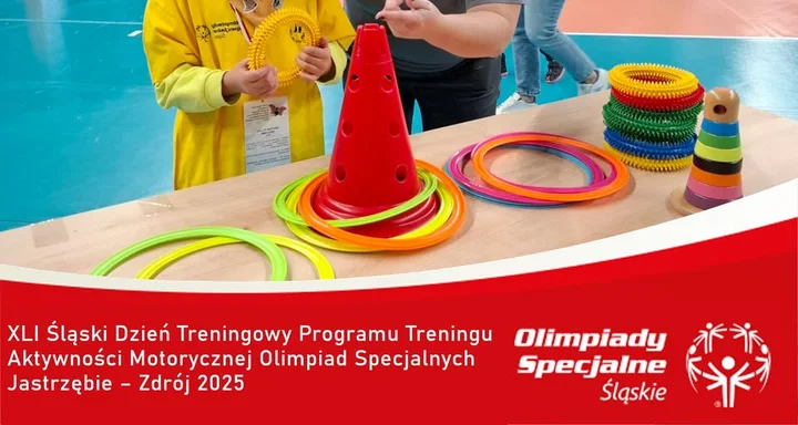 Grafika promocyjna wydarzenia XLI Śląski Dzień Treningowy Programu Treningu Aktywności Motorycznej OS Jastrzębie‑Zdrój 2025