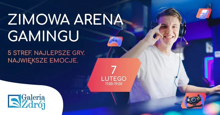 Grafika promocyjna wydarzenia Zimowa arena gamingu w Galerii Zdrój — 7 lutego