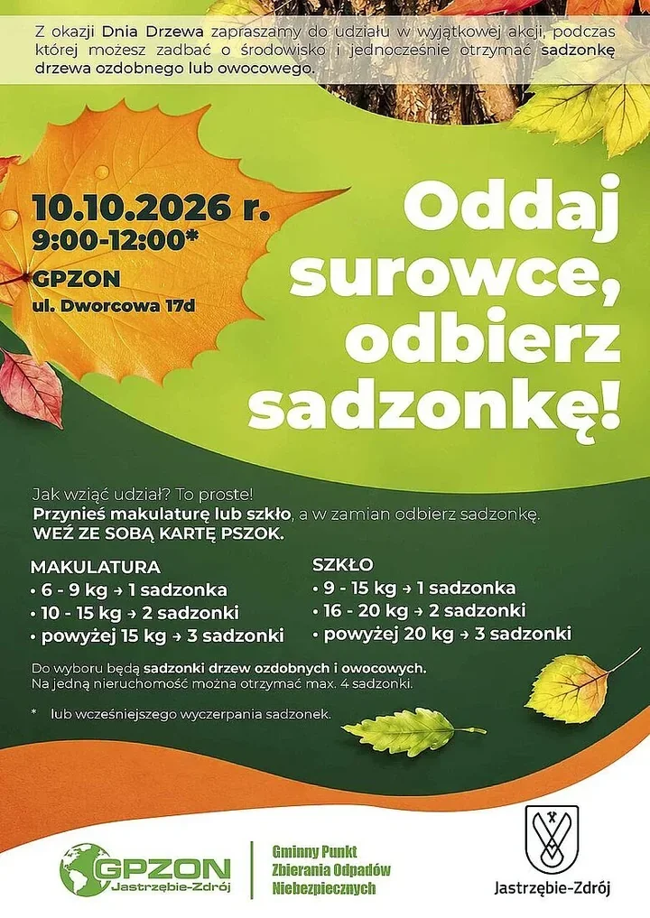Makulatura i szkło wymienisz na sadzonki w Jastrzębiu-Zdroju